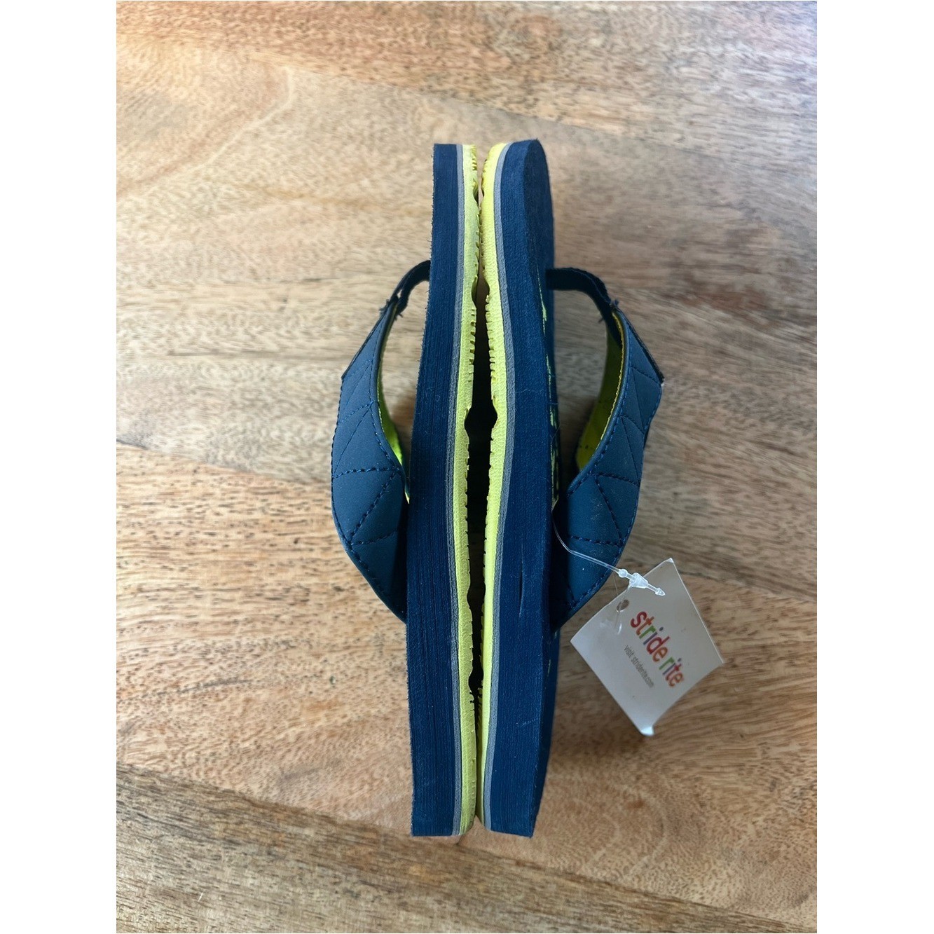 Sperry Navy & Neon Yellow Logo Flip Flops