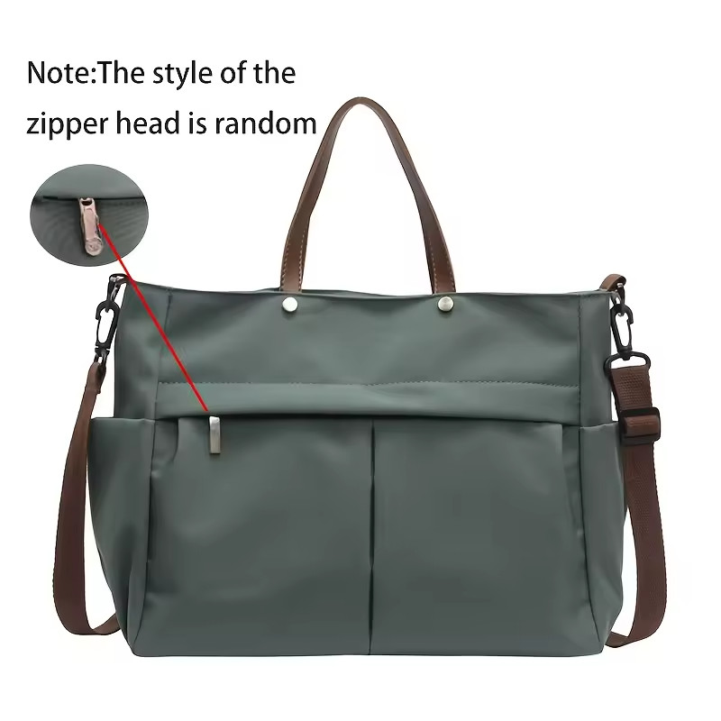 Women Nylon Tote Large Capacity Shoulder Handbag Multi Pocket Casual Work School