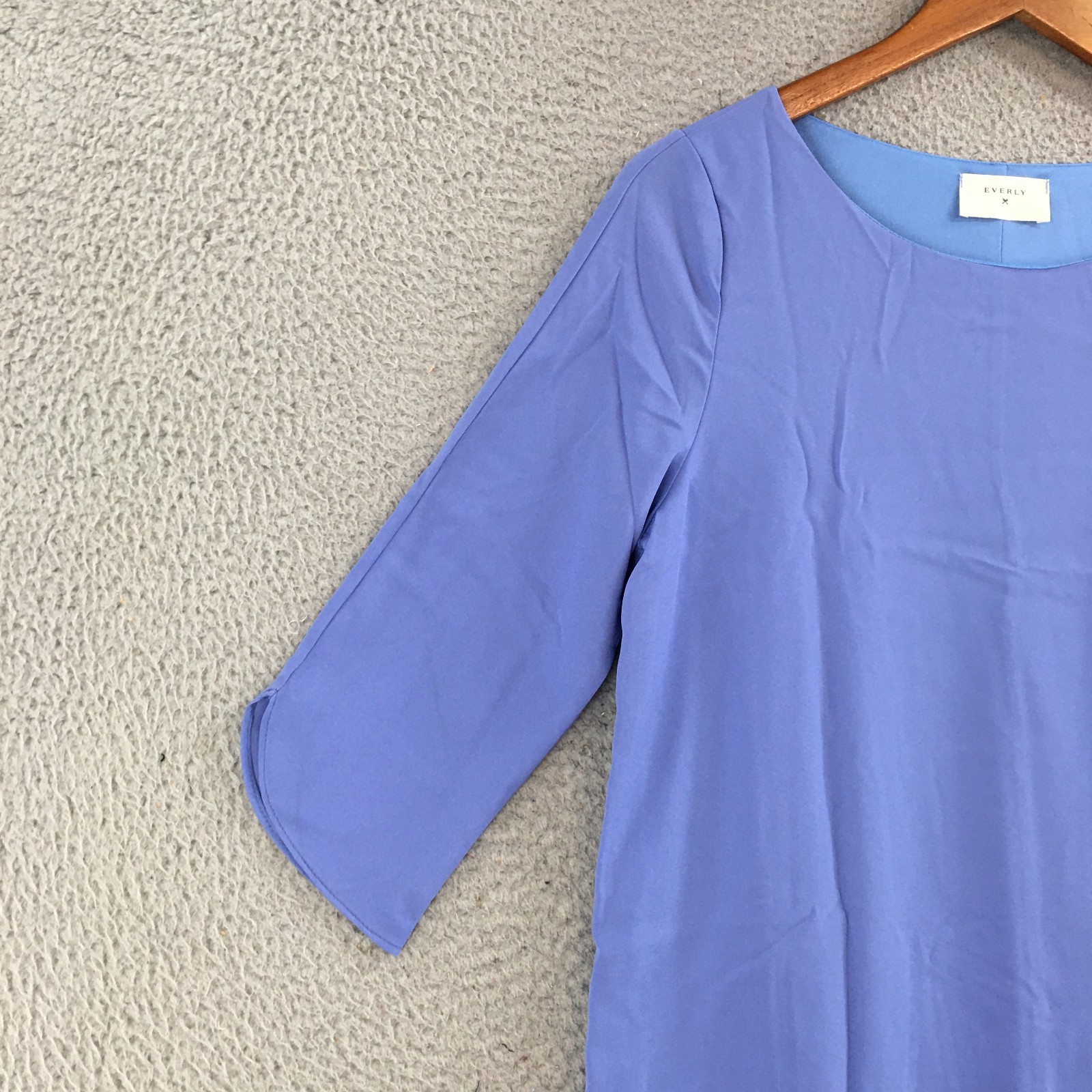 Everly Shift Dress Womens Small Relaxed 3/4 Sleeve Casual Career Pullover Blue