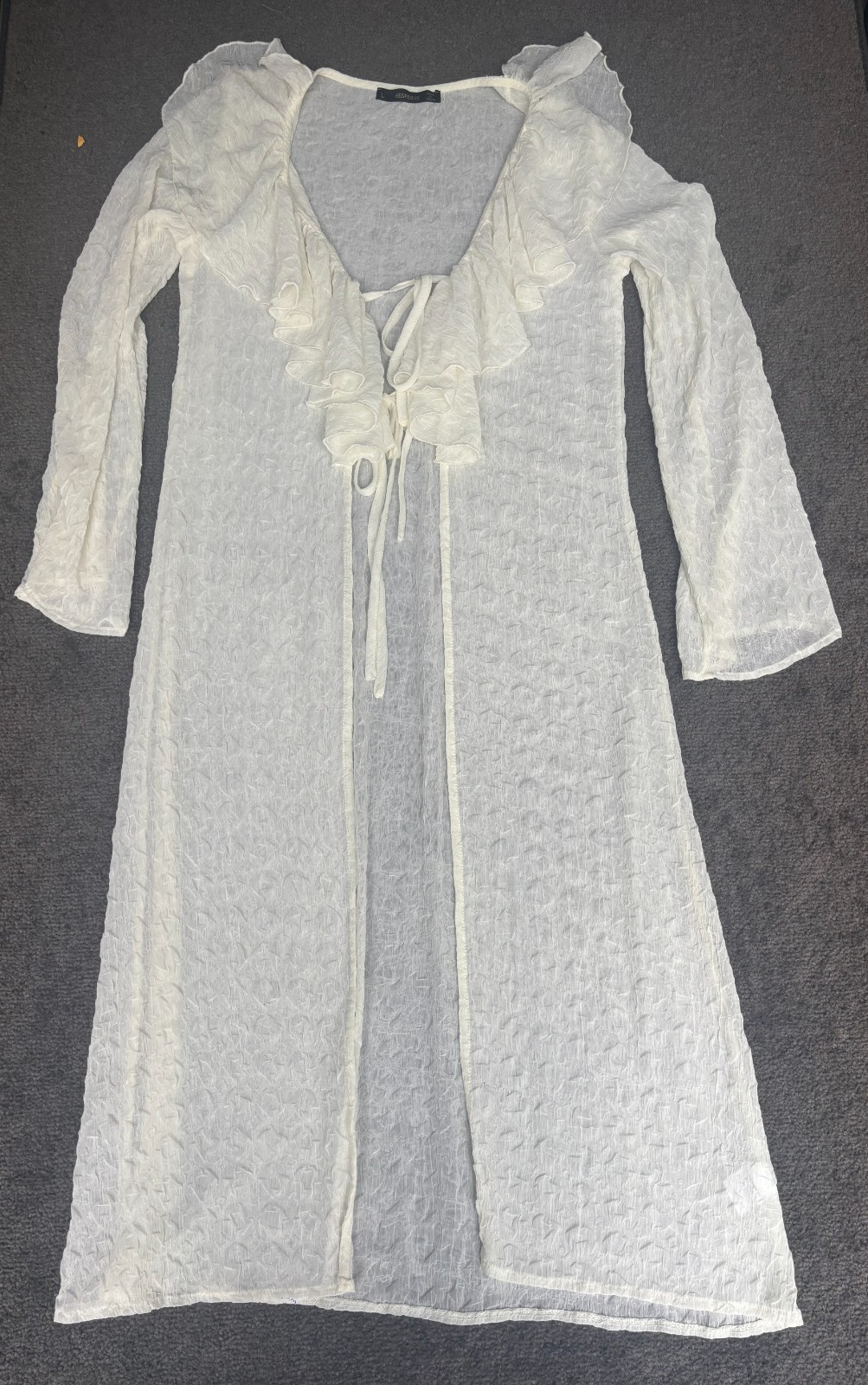 Hesperus night gown Women Size L White 100% Polyester Ruffled Neck Long Sleeves