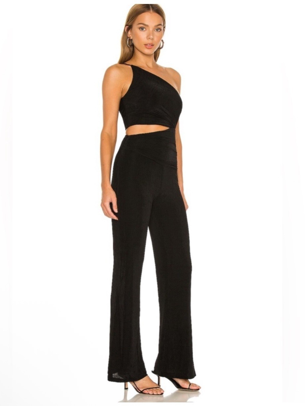 Misha Evelia One-Shoulder Pantsuit in Black Size 0 NWT