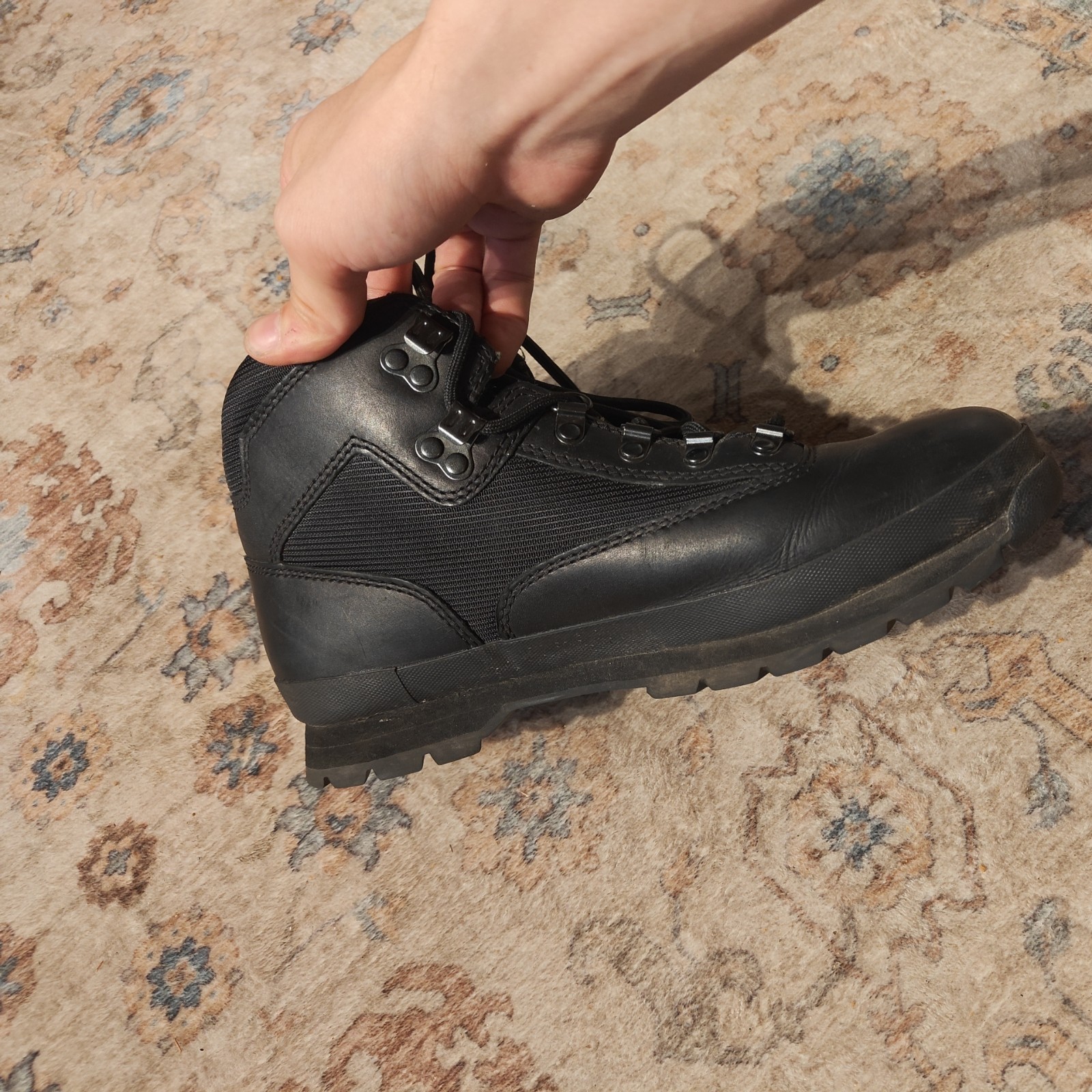 Timberland Euro Hiker Boots Black Leather Men 9.5 Style 56038