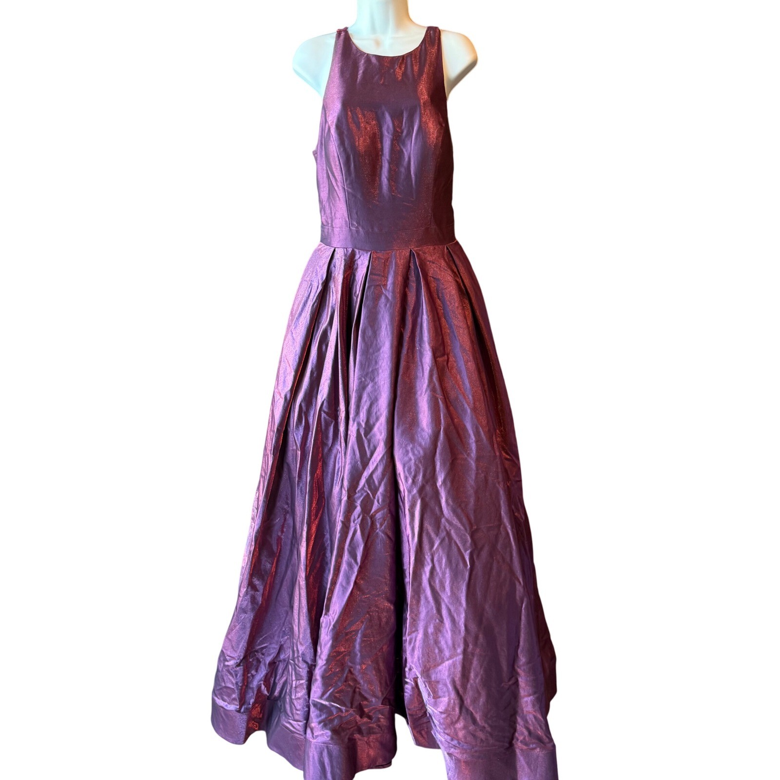 Sherri Hill Metal Plum Spaghetti Strap Backless Ball Gown Prom Dress, Size 12-