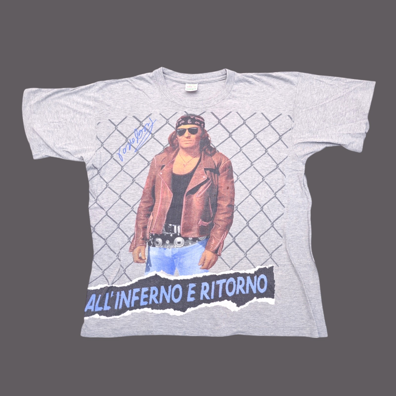 Vasco Rossi Inferno E Rittorno All Over Graphic 80s 90s Vintage T Shirt Size XL
