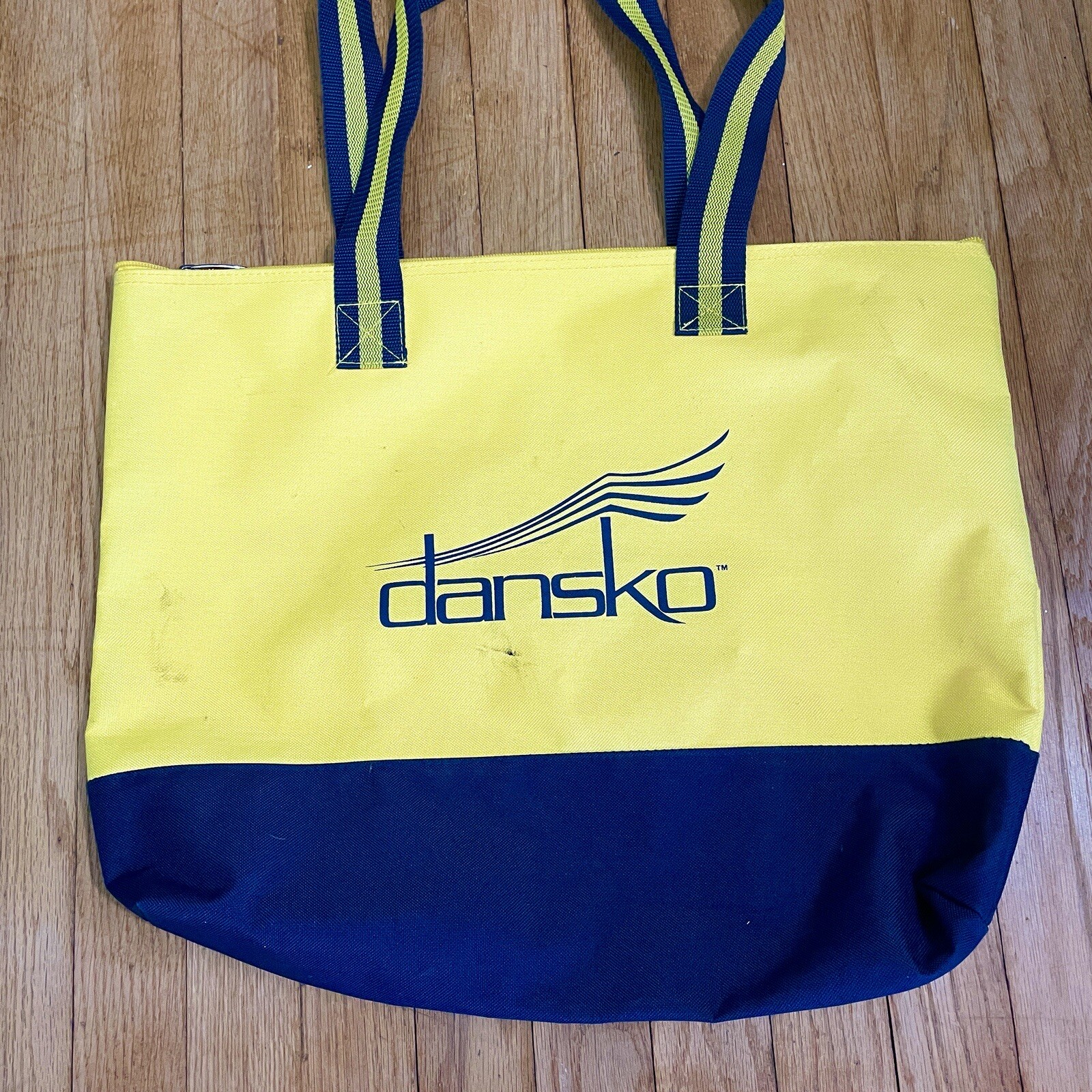 Dansko Logo Large Yellow and Navy Blue Zip Close Tote Book Beach Bag by Air-Tex