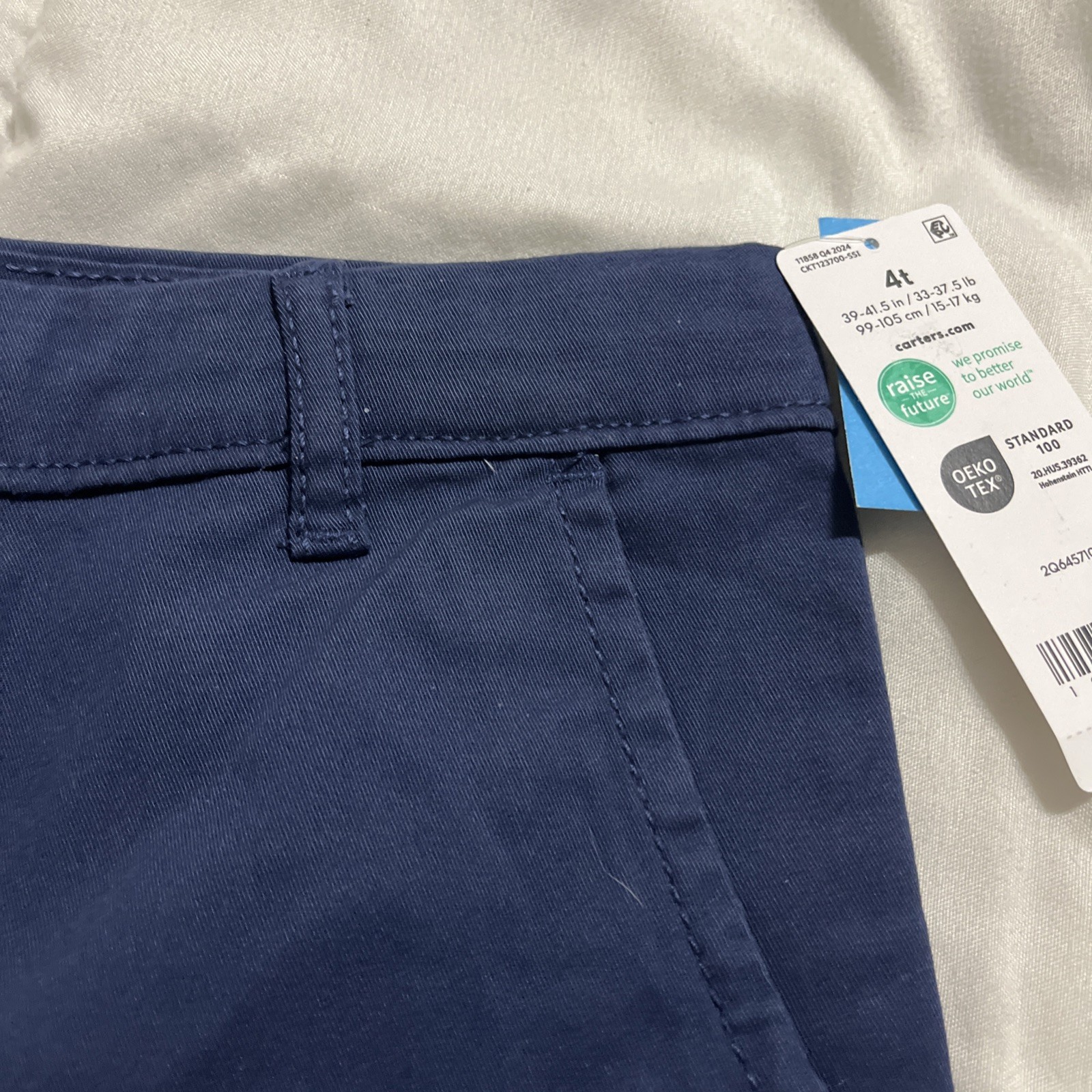 Carter’s 4T/4A Navy Solid Adjustable Waist Shorts 98% Cotton/2% Elastane NWT