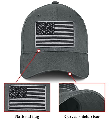KIRAAT 3 Pack American Flag Baseball Cap Unisex,Low One Size Black＆grey＆khaki
