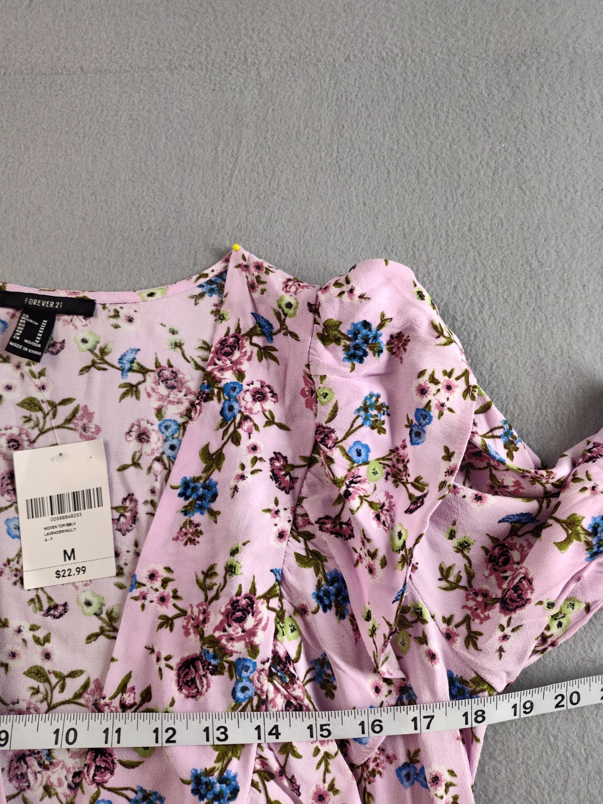 Forever 21 Women Romper M Purple Floral Ruffle Puff Sleeve V Neck Summer Casual