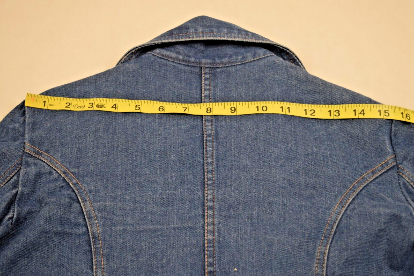 Denim Jacket VTG 70s French Militaires Equipements Leather Trim Fitted Sz S/M
