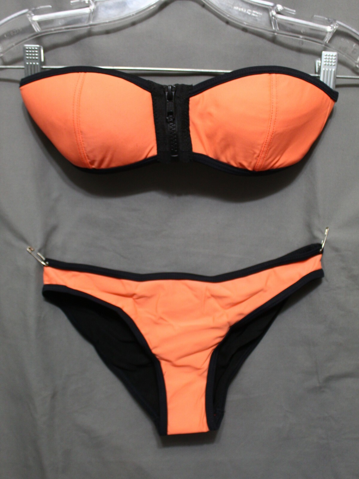 ZAFUL BIKINI womens 2 piece 82% Polyamide 18% Elasthane peach/BLK size small NEW