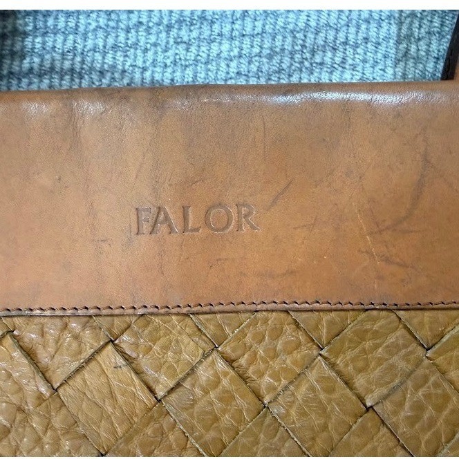 FALOR Woven Leather Tote Bag Cognac Tan Made in Italy Intrecciato Shoulder Bag