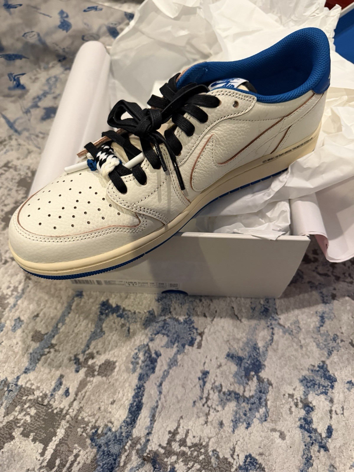 DM7866 104 Jordan 1 Retro Low OG SP Fragment x Travis Scott Sail Military Blue