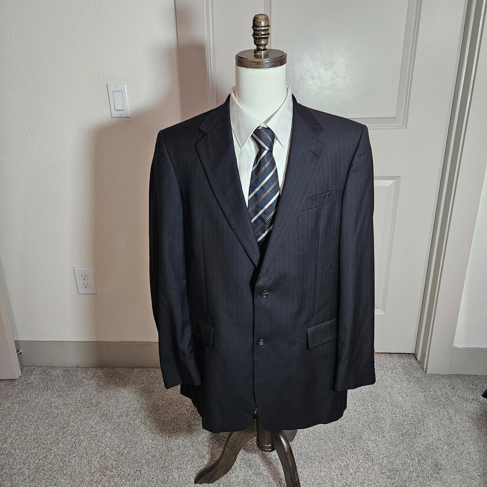 Hart Schaffner & Marx 42L 2PC Suit Blazer Men Pants 36 x 33 Gold Trumpeter Gray