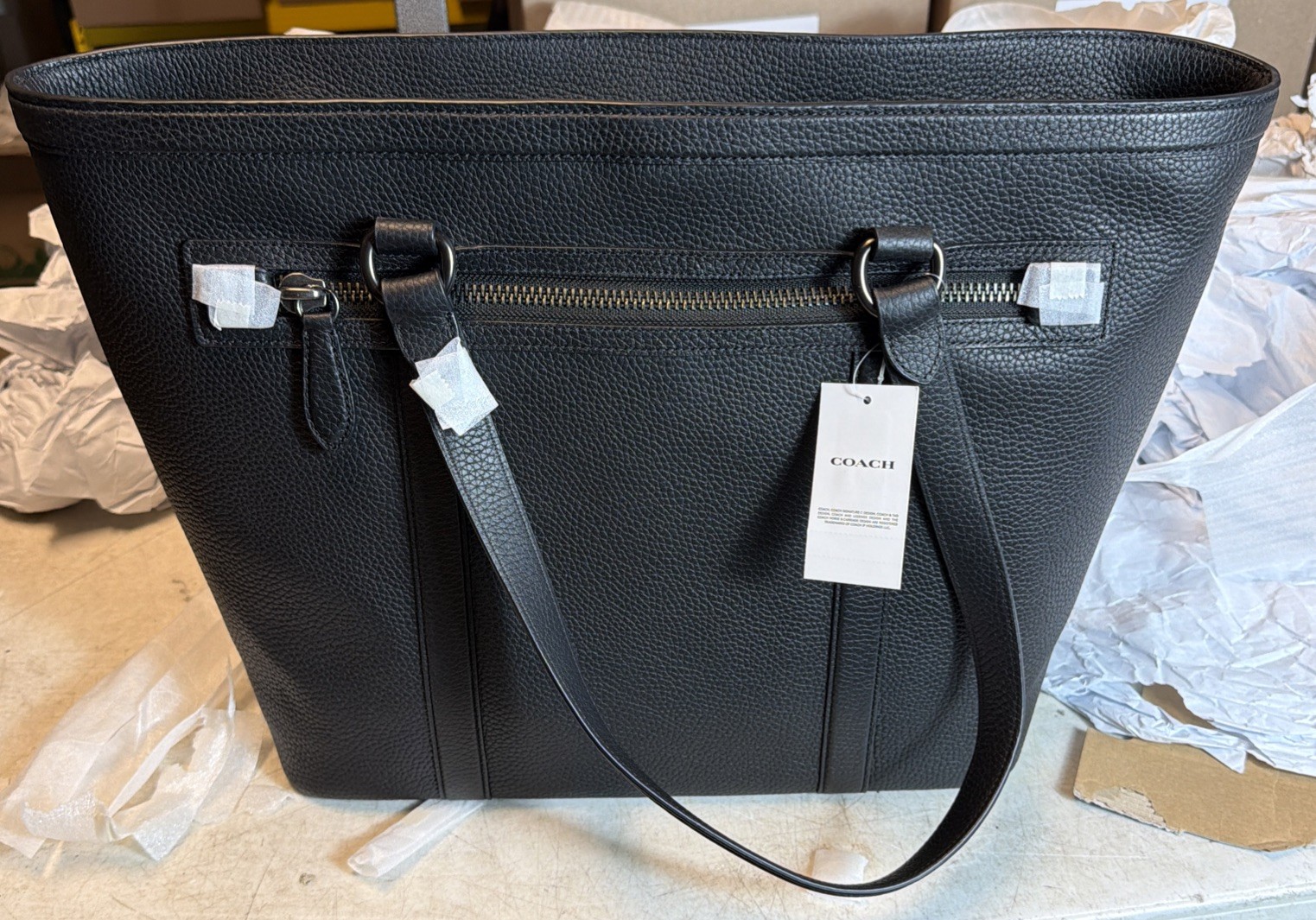 Coach Gotham Zip TopTote, Black, One Size, Black