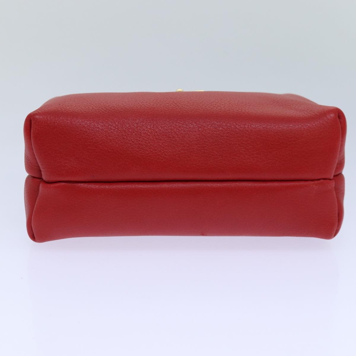 CELINE Pouch Leather Red Gold Auth bs16782