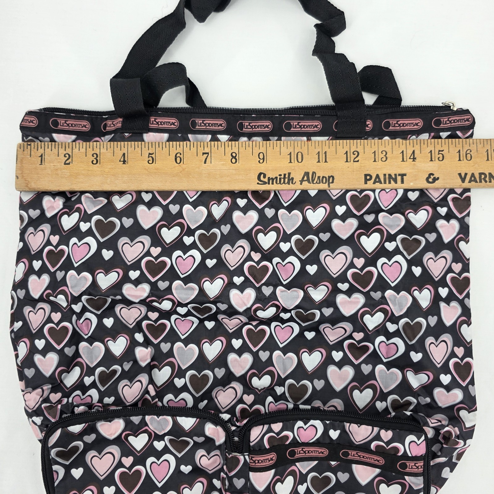 LeSportSac Foldable Tote Hearts Lightweight Travel Bag ~ 15×16