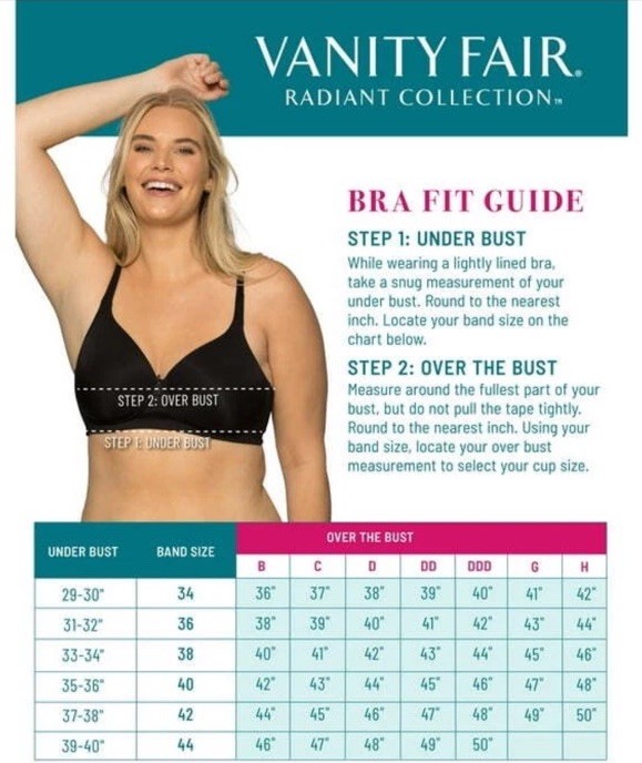 Vanity Fair Radiant Collection Women’s Full Figure Underwire Bra Size 42C
