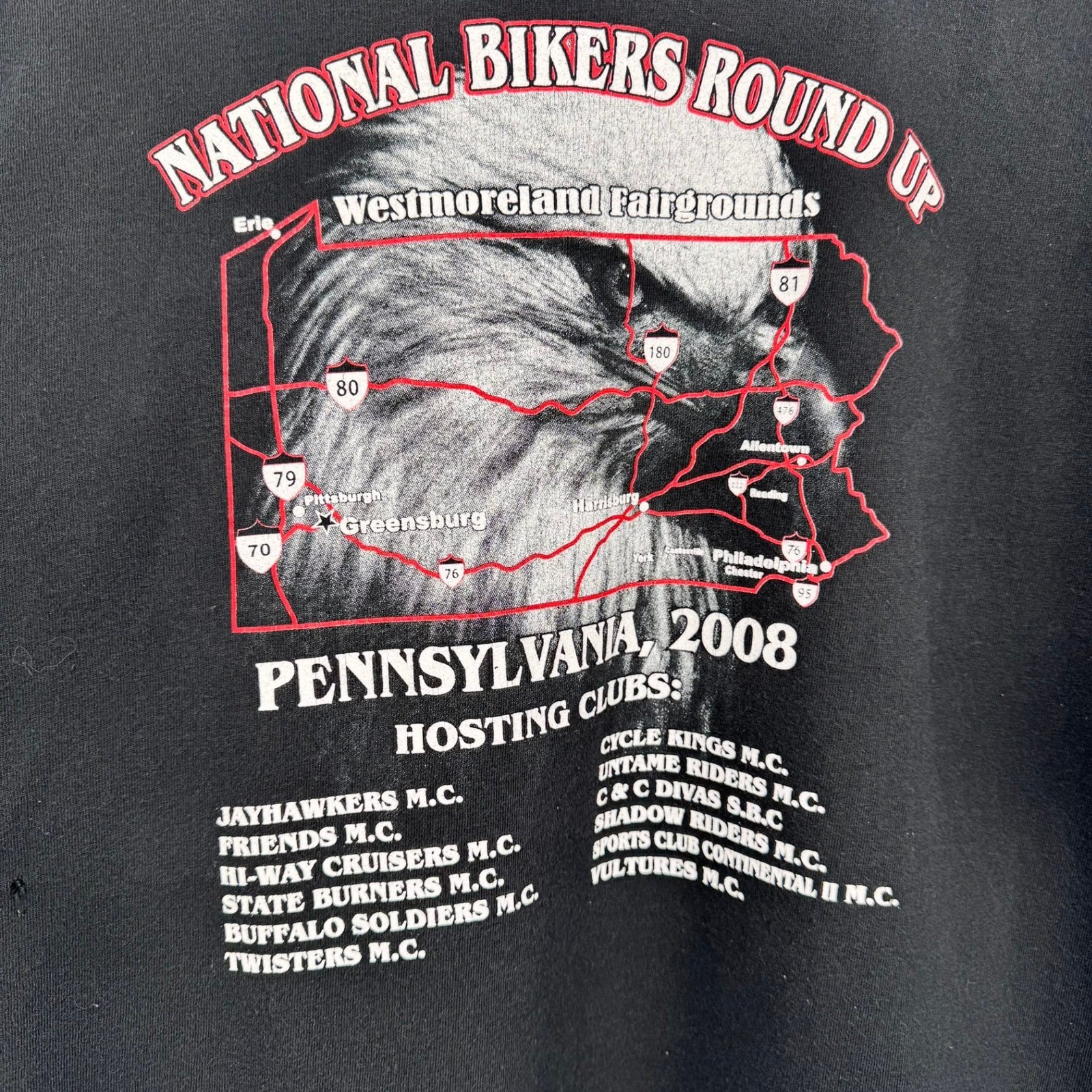 2008 National Bikers Round Up Pennsylvania Black Eagle Graphic B.H. 2XL