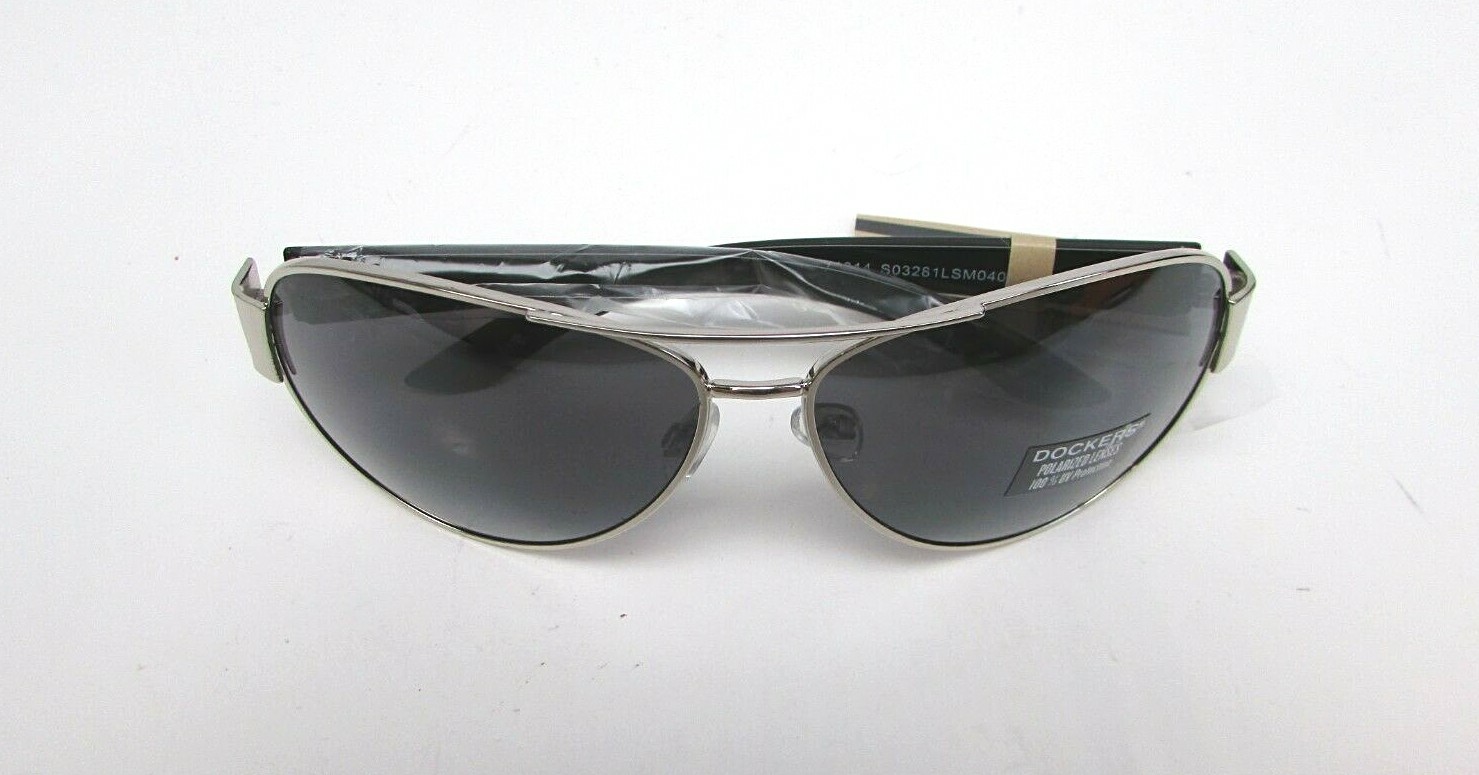 Dockers Polarized Chrome Aviator Sunglasses 100% UV Protection S03281LSM040 NWT