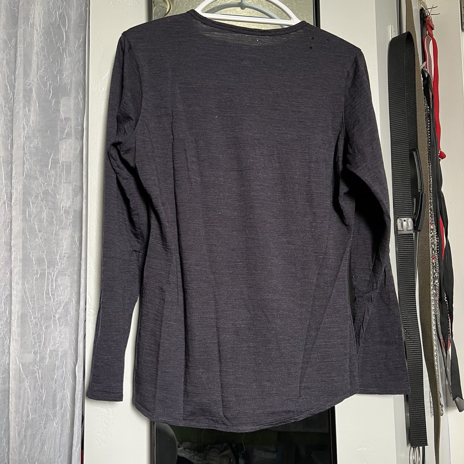 SEG’MENTS Dark Gray Merino Wool V-Neck Long Sleeve Top Women Size L
