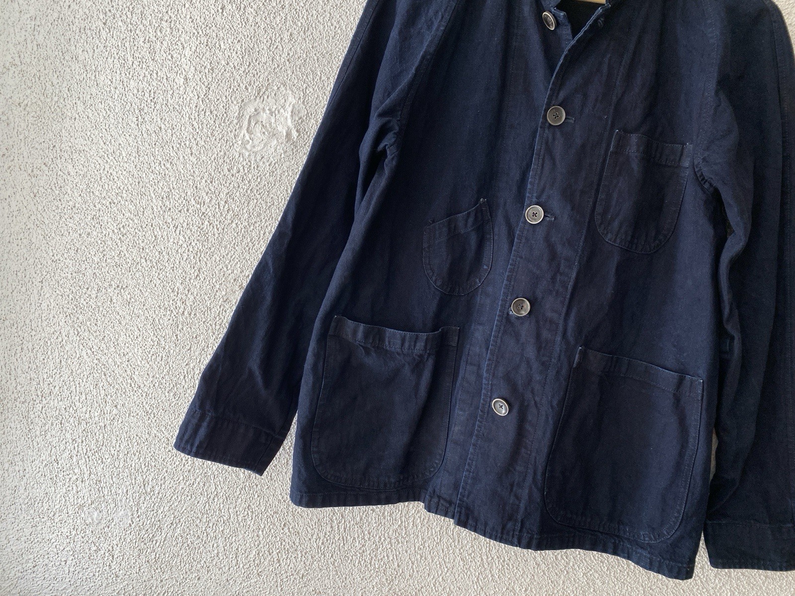 $437 CHIMALA Japan 10oz DARK WASH INDIGO DENIM RAILROAD JACKET S Chore Coat