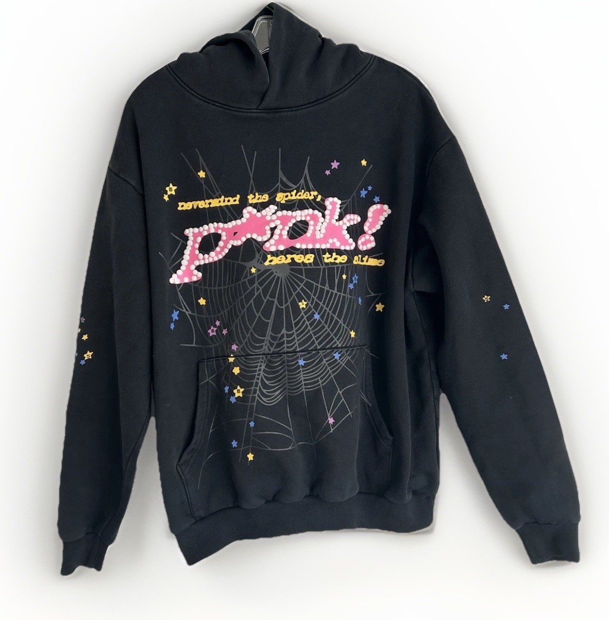 Sp5der Hoodie Mens M Black Nevermind Spider Graphic Sweatshirt Young Thug