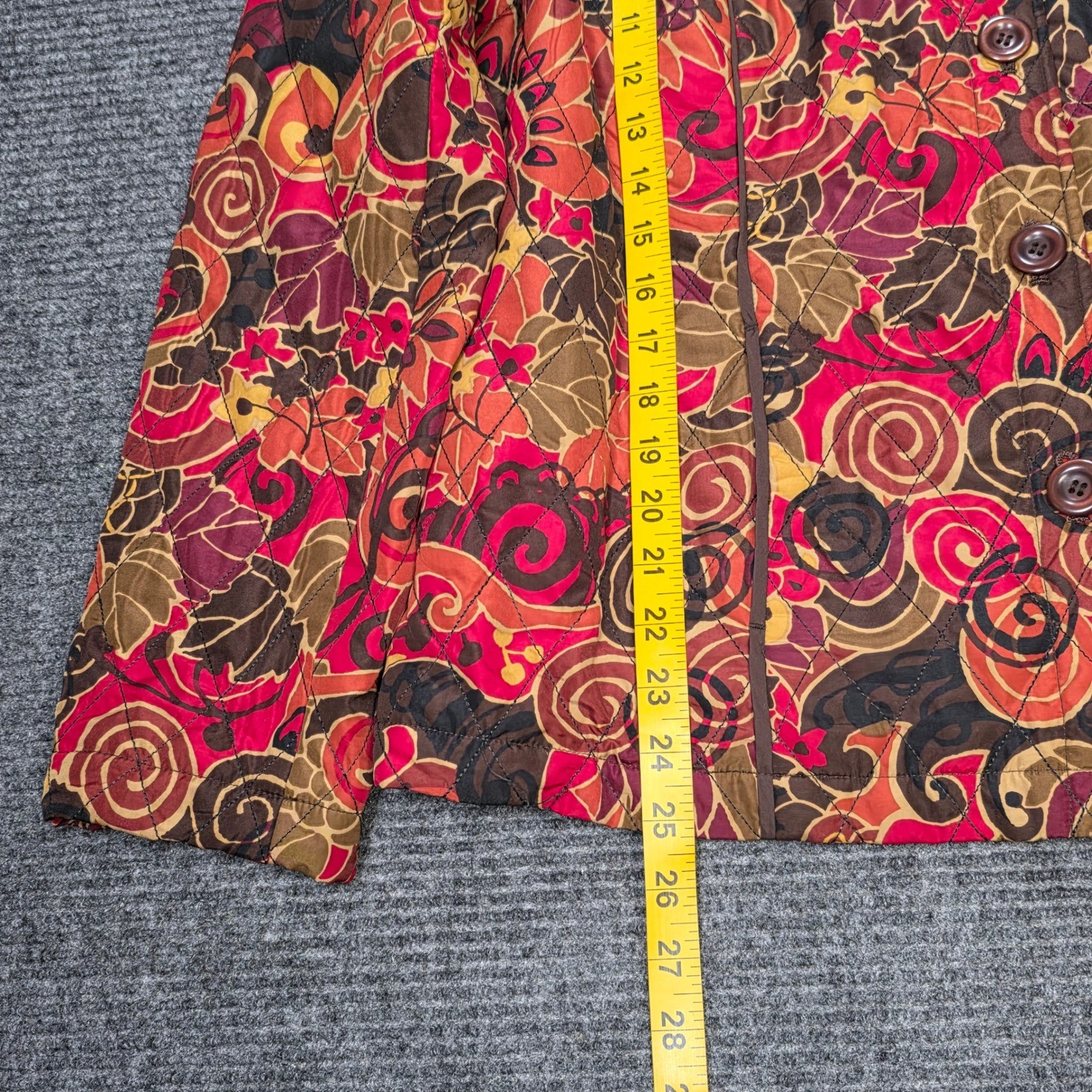 Requirements Quilted Jacket Women’s Size L Orange Floral Paisley Button Front