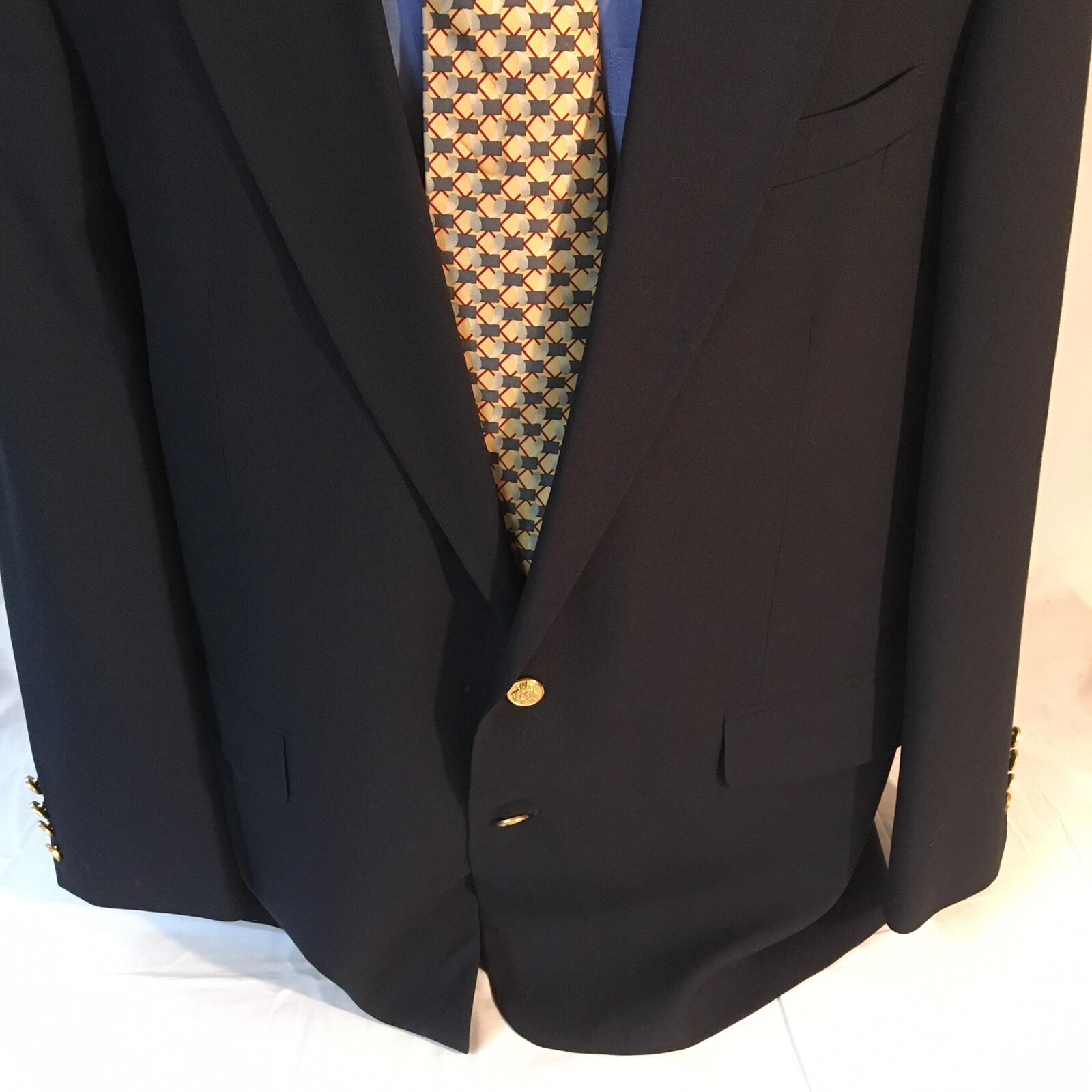 Deansgate Tailors Row Mens 2 Button Blazer Jacket Navy Blue 46L 46 L 100% Wool