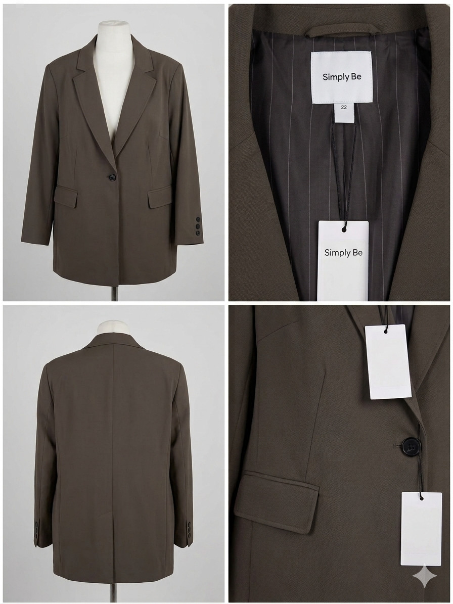 Simply Be Tailored Single-Breasted Blazer Jacket