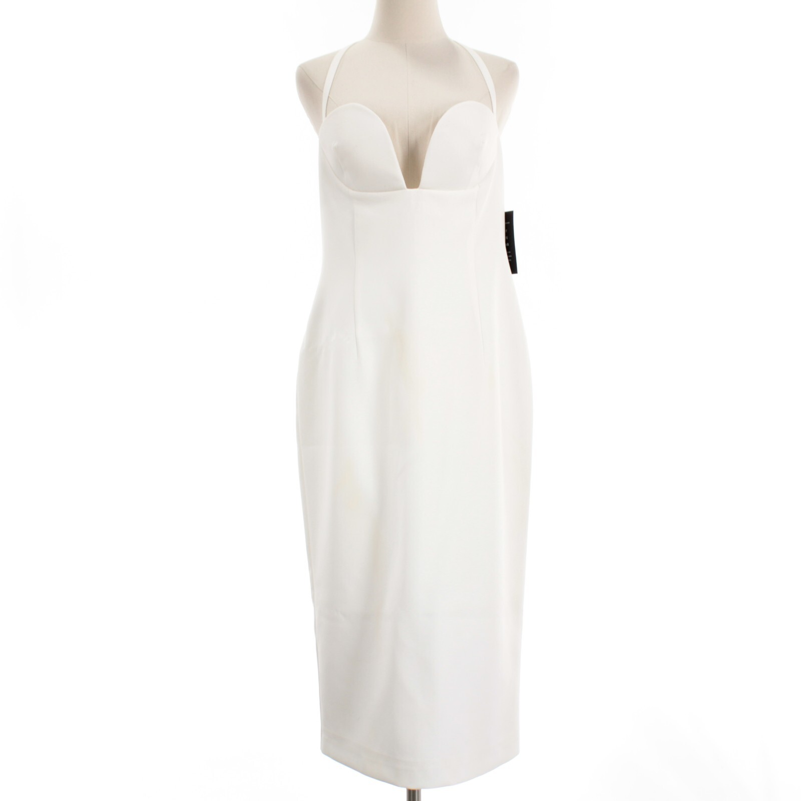 Retrofete NWD Cheryl Bustier Halter Midi Dress Size Large in Solid White