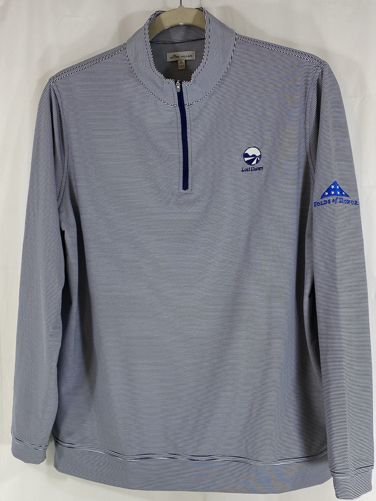 Peter Millar Perth Sugar Stripe Performance Folds Of Honor 1/4 Zip Jacket XL