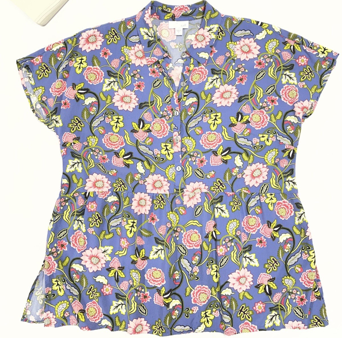 J.Jill Floral Rayon blouse cottage core coastal garden italian floral print S