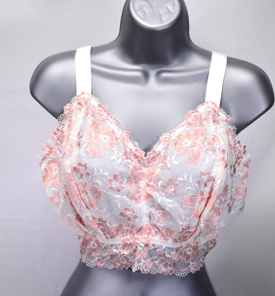 Cosabella Savona Ultra Curvy Longline Bralette Mandorla Moon M White Pink