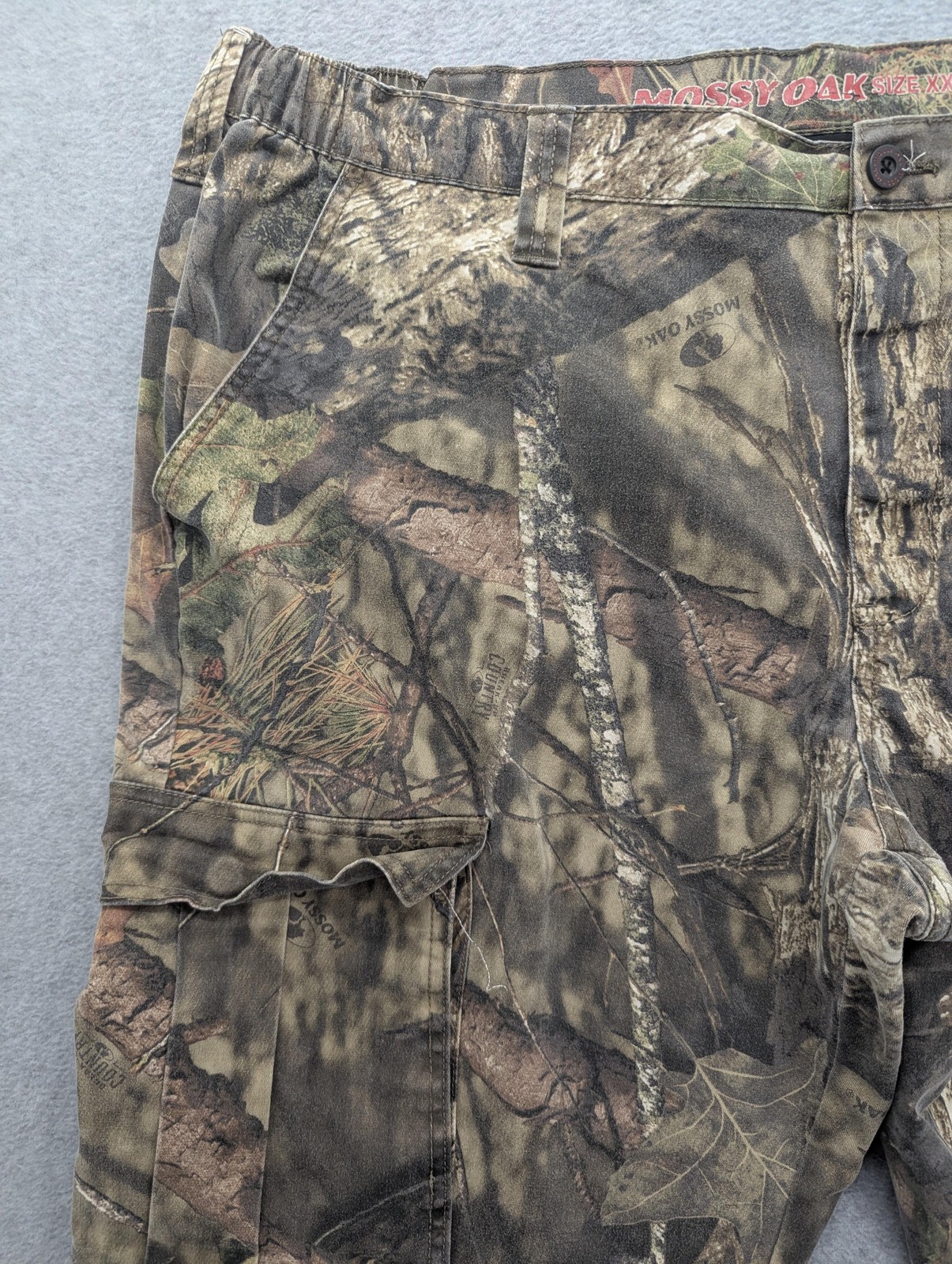 Mossy Oak Cargo Pants Mens 2XL 44-46 Brown Camo Elastic Waist Hunting Outdoor
