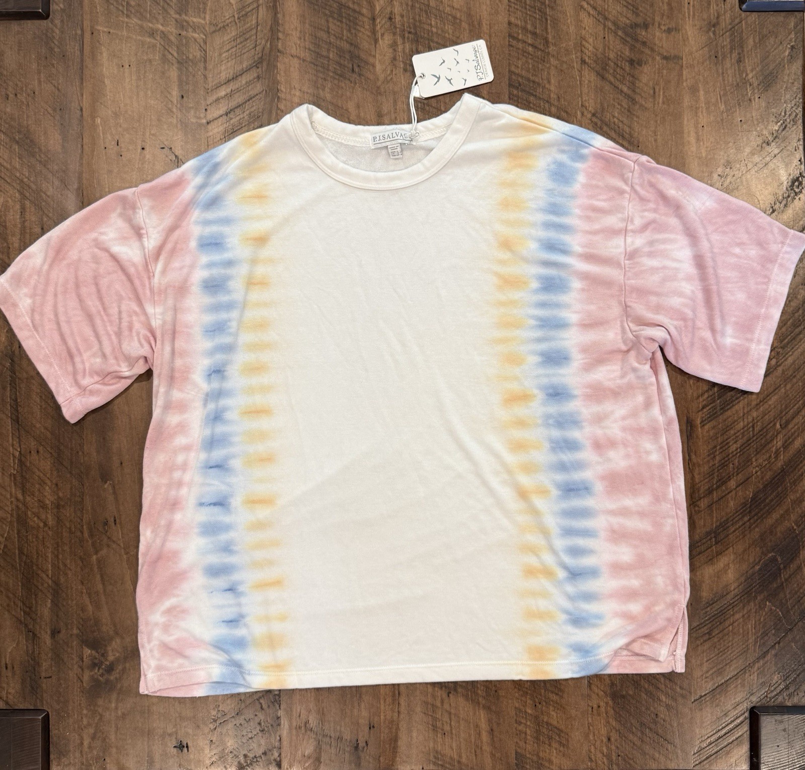 NWT P.J. Salvage Sunset Hues Tie Dye Tee Shirt Size Large Oversized Lounge Crew