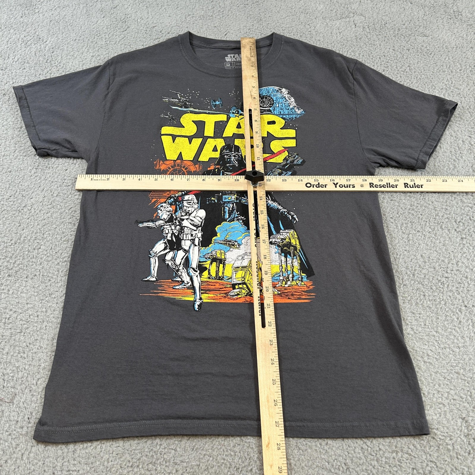 Star Wars Shirt Mens Medium Gray Darth Vader Stormtrooper Death Star Tee Movie