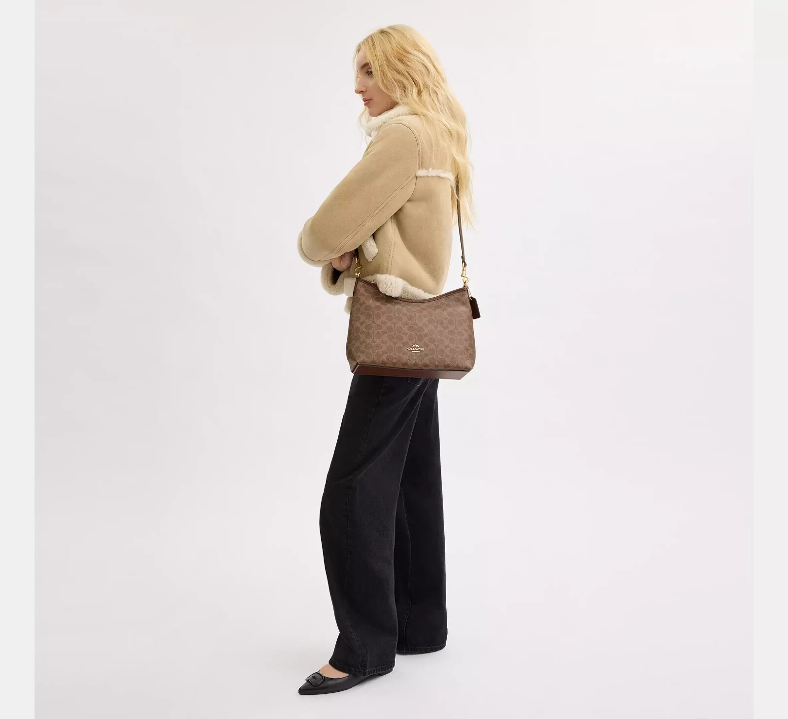 NWT Coach Laurel Shoulder Bag In Signature Canvas CV975 -Gold/Tan/Brown