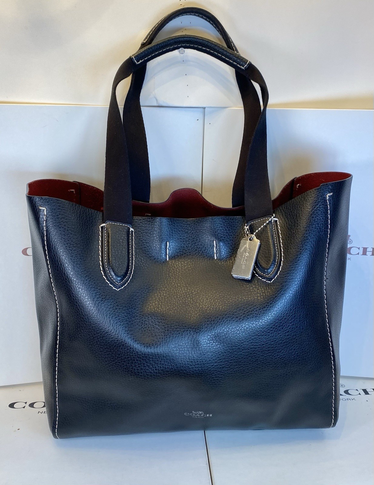 Coach 58660 Soft Black Pebbled Leather Derby Tote