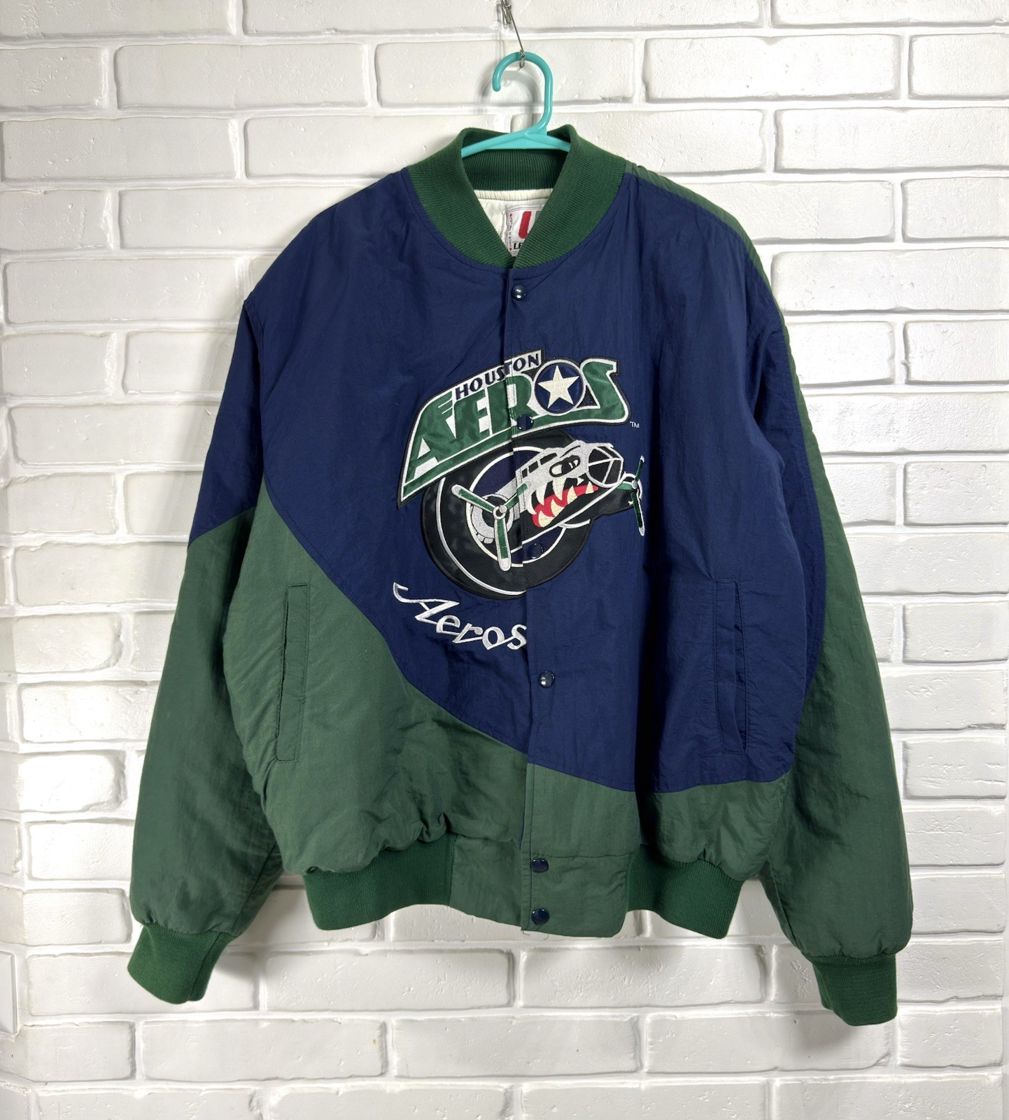 Houston Aeros IHL Vintage 90s Legends Jacket Made In USA Men’s SZ XL NYLON