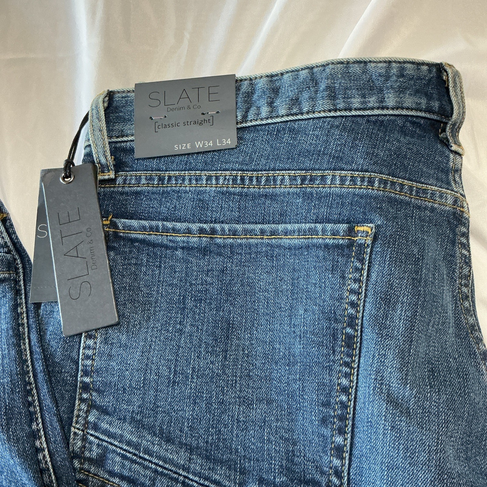 SLATE Denim & Co New Classic Straight Jeans 34×34 Men’s MADE IN USA MSRP $198