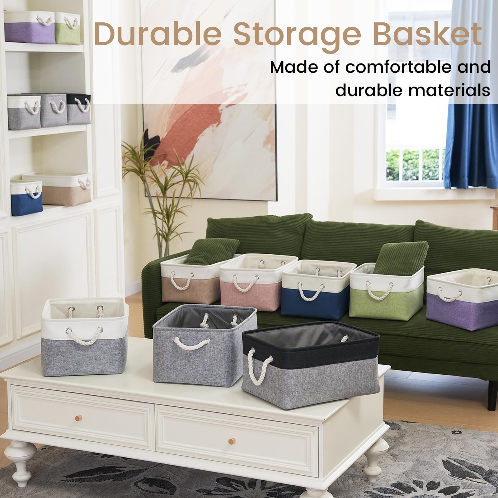 15.7×11.8×8.26 Inch Fabric Large Storage Bins with Handles 6 Pack | Foldable,…