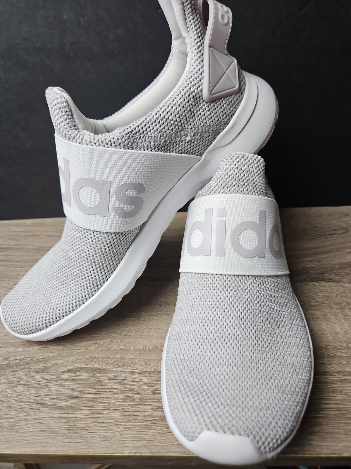 Adidas Lite Racer Adapt Slip-On Sneakers White/Gray Cloudfoam Women 8 Men 6.5