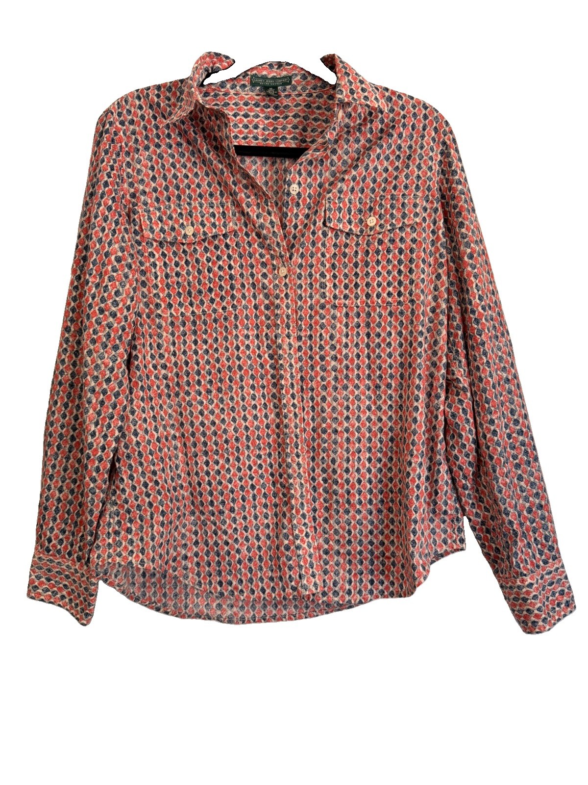 Vintage Lauren Ralph Lauren Shirt Wmn Medium Multicolor Geometric Button Down