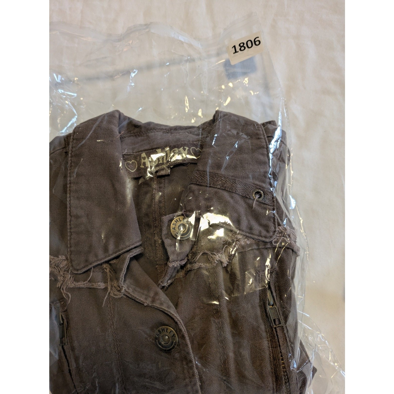 Ashley by 26 International Jacket Womens Size XL Distressed Fringe Frayed Button