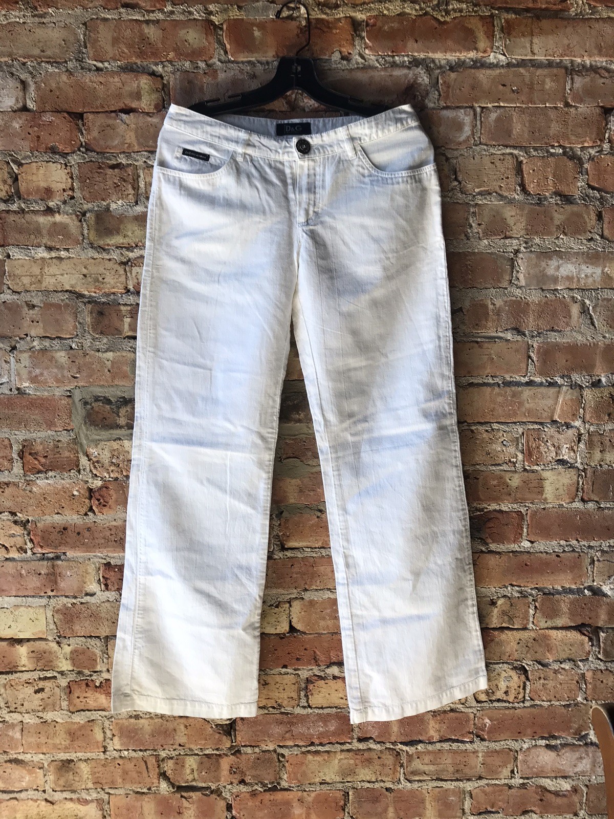 Dolce Gabbana White Lightweight Summer Pants 52% Linen 48% Cotton Low Rise Cut M