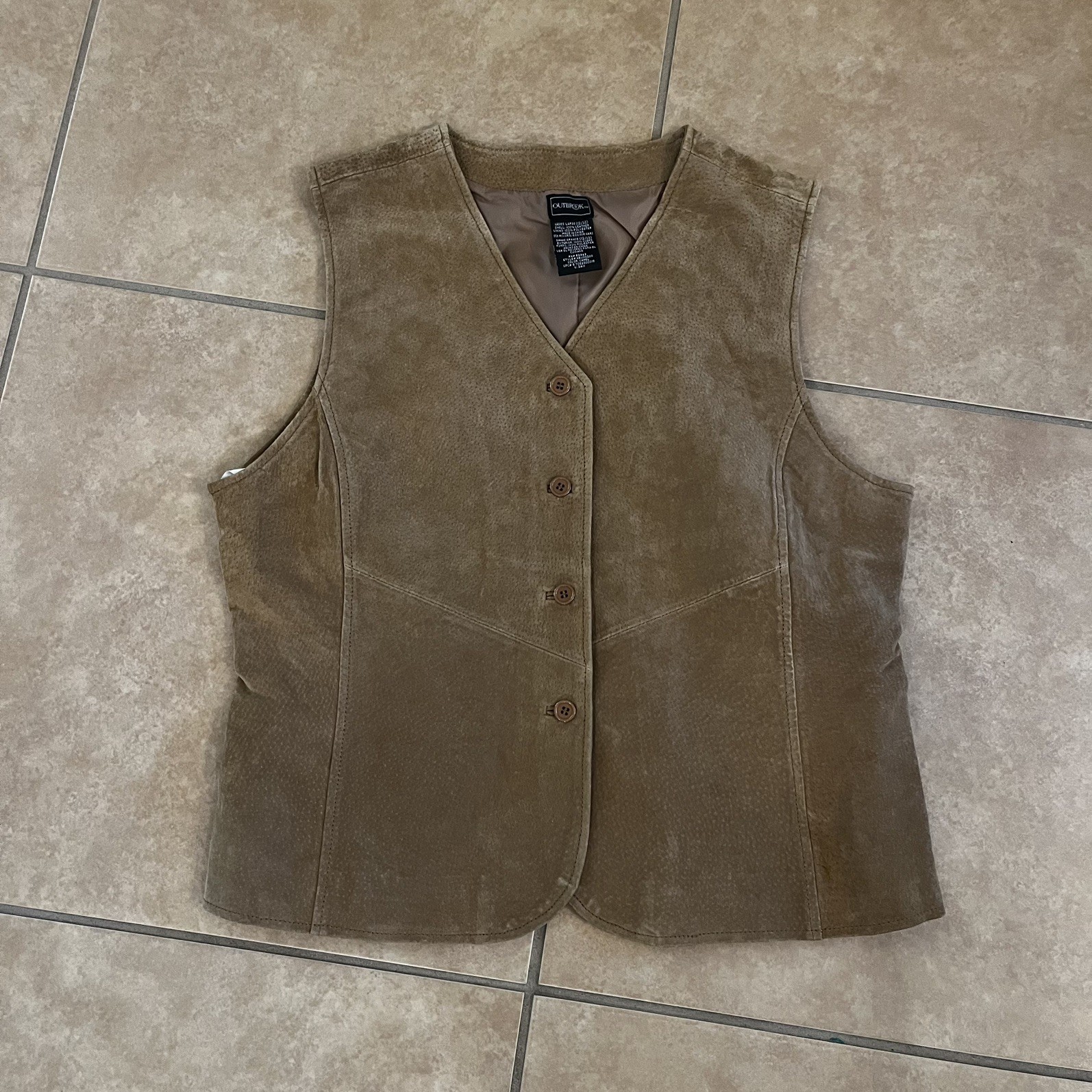 Outbrook 100% Leather Suede Western Vest Women Large 12/14