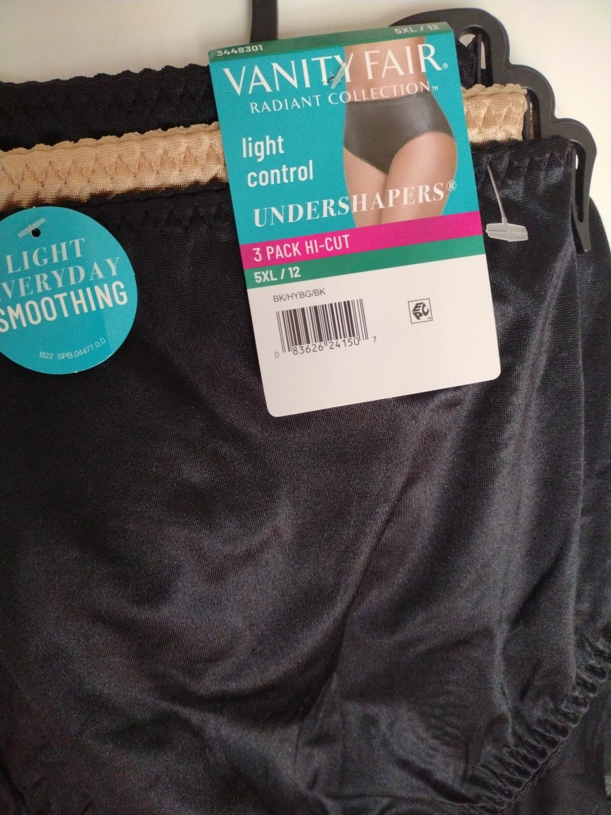 VANITY FAIR Women 3-Pair Undershapers Hi Cut Underwear Panties Nylon Size 5XL 12