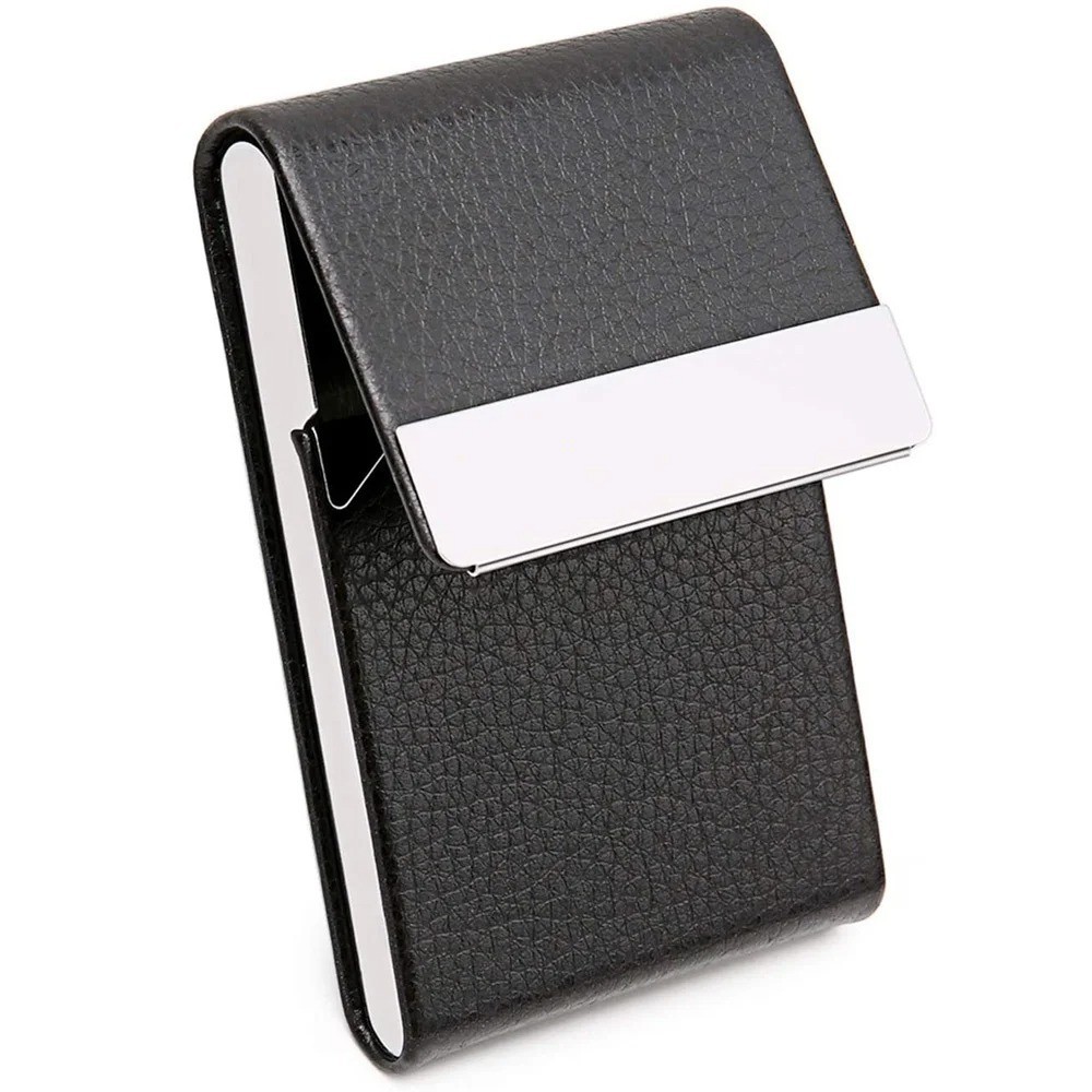 Business Card Holder Case – Slim PU Leather Metal Pocket Card Holder with Magnet