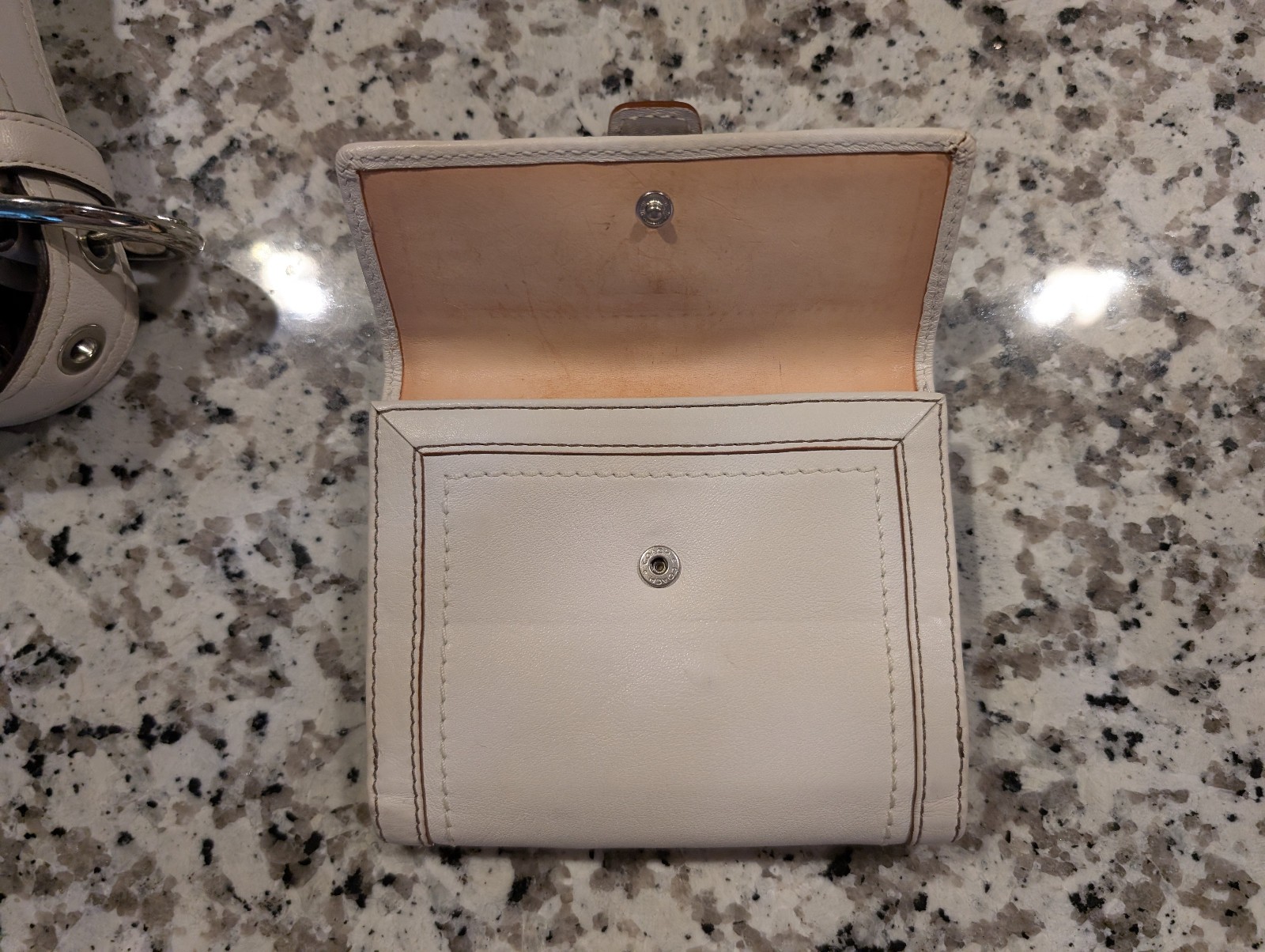 Vintage Coach Soho Hobo Bag 8A01 Ivory White Leather Brown Strap + Wallet