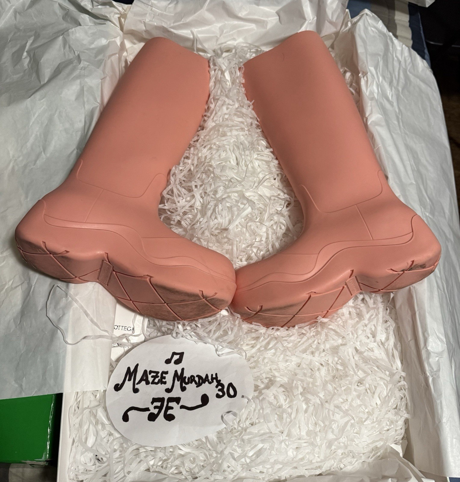 BOTTEGA VENETA Knee High Boots Puddle Rubber Pink Size 37